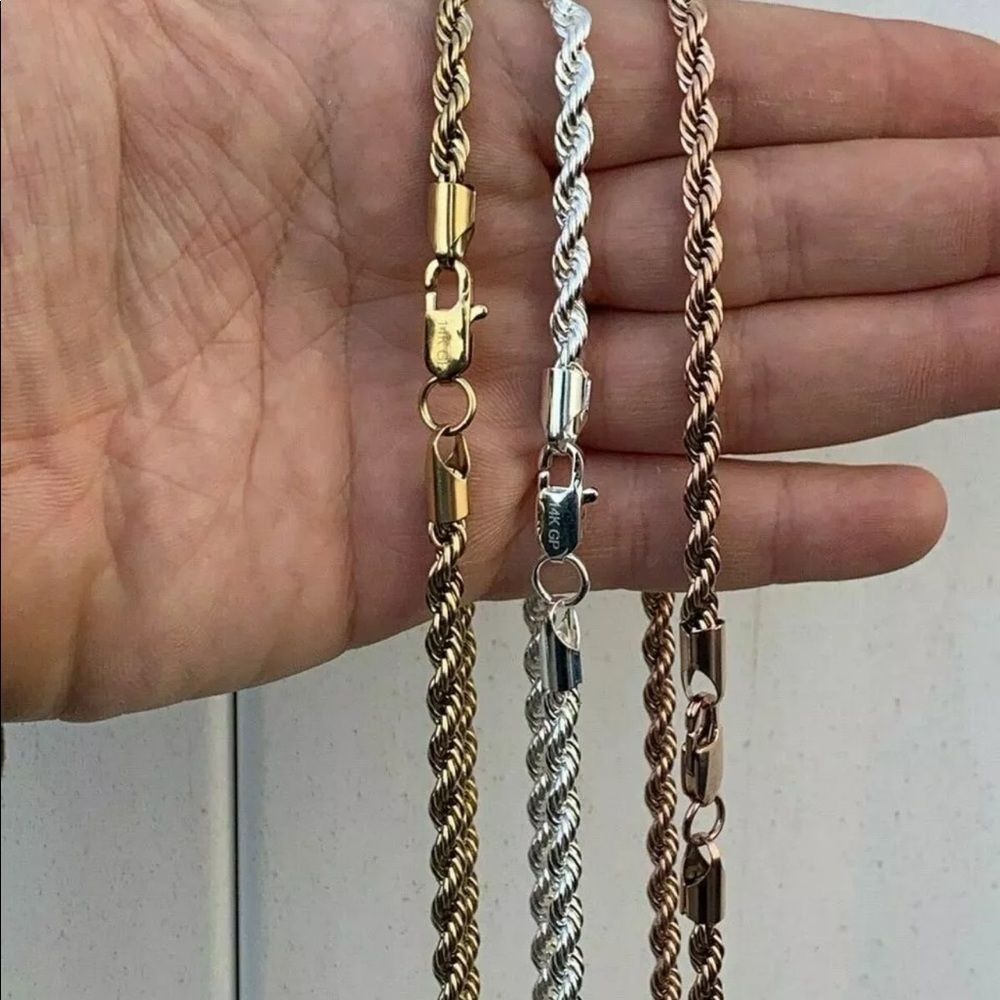 14K Heavy Gold Rope Chain Stainless Steel 5mm 24”